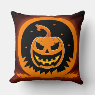 Cojín Decorativo Calabaza de Halloween con cara espeluznante