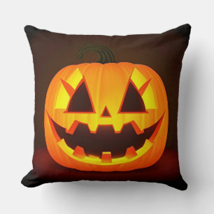 Cojín Decorativo Calabaza de Halloween con cara espeluznante