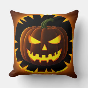 Cojín Decorativo Calabaza de Halloween con Cara Espeluznante