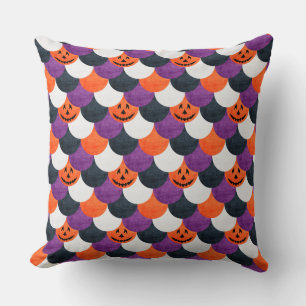 Cojín Decorativo Calabaza de Halloween con escamas de sirena