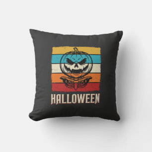 Cojín Decorativo Calabaza De Halloween Cráneo Retro Vintage
