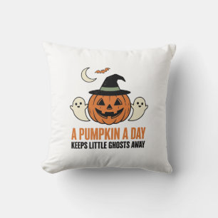 Cojín Decorativo Calabaza de Halloween Fantasma Divertido Cita Vint