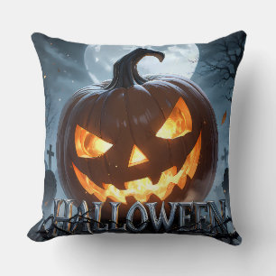 Cojín Decorativo Calabaza de Halloween iluminada por la luna