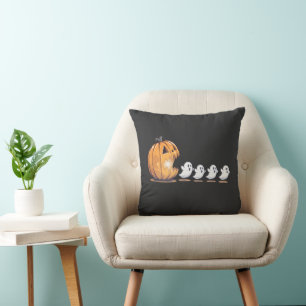 Cojín Decorativo Calabaza de Halloween persiguiendo fantasma Png, H