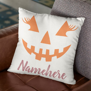 Cojín Decorativo Calabaza de Halloween personalizada femenina Jack 