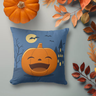 Cojín Decorativo Calabaza de Halloween riendo
