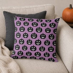 Cojín Decorativo Calabaza de linterna de Jack morada patrón de Hall