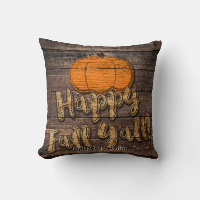 Cojín Decorativo Calabaza de Madera Rústica Halloween Feliz Otoño Y (Anverso)