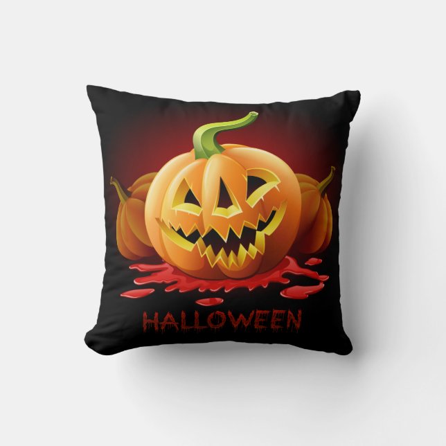 Cojín Decorativo Calabaza de miedo de Halloween - Personalizar (Anverso)