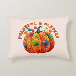 Cojín Decorativo Calabaza de otoño bendita y agradecida