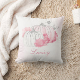Cojín Decorativo Calabaza de otoño color de agua rosado Purpurina g