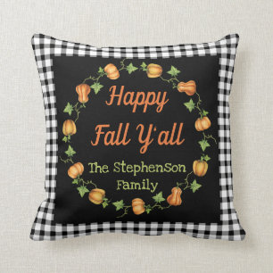 Cojín Decorativo Calabaza de otoño: Feliz otoño  Controles
