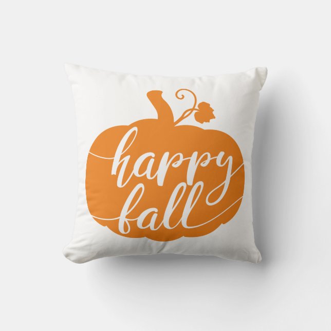 Cojín Decorativo Calabaza de otoño feliz reversible (Anverso)
