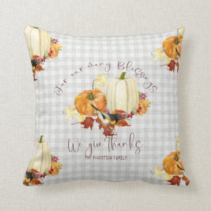 Cojín Decorativo Calabaza de otoño Lámina de búfalo gris Naranja Le