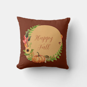 Cojín Decorativo Calabaza de otoño y naturaleza con texto personali
