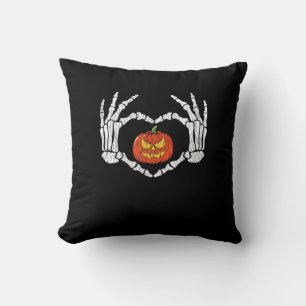 Cojín Decorativo Calabaza del corazón de las manos de Skeleton vint