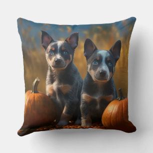 Cojín Decorativo Calabaza deslumbrante azul heeler pipa otoño