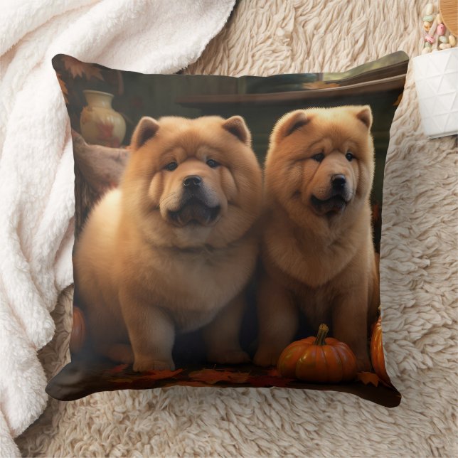 Cojín Decorativo Calabaza deslumbrante Chow Chow Puppy Autumn (Manta)