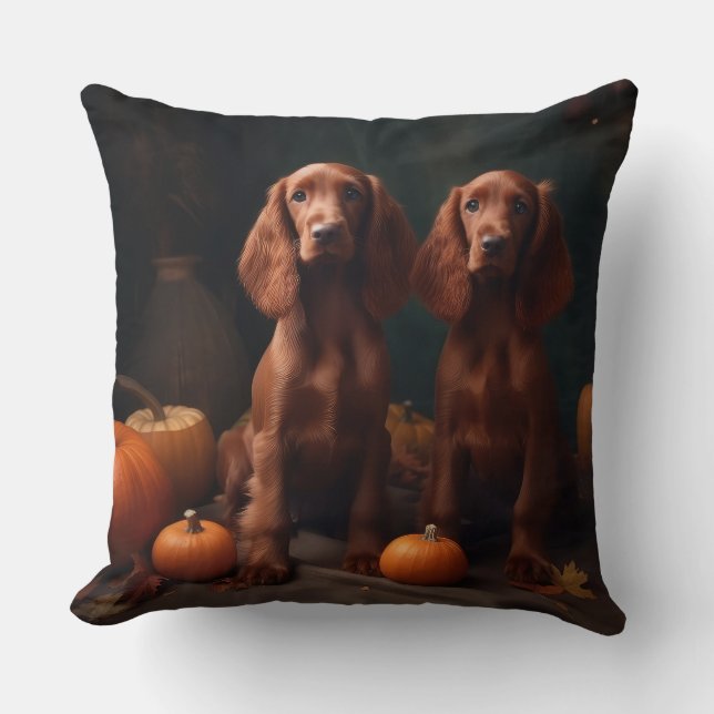 Cojín Decorativo Calabaza deslumbrante del otoño de la salsa roja i (Anverso)