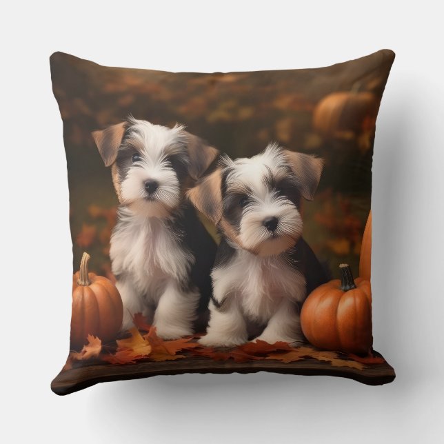 Cojín Decorativo Calabaza deslumbrante Otoño más Terrier (Reverso )
