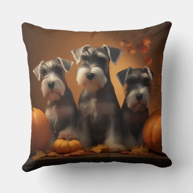 Cojín Decorativo Calabaza deslumbrante Schnauzer Ppy Autumn (Reverso )