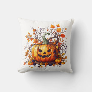 Cojín Decorativo calabaza divertida de otoño Halloween