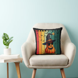 Cojín Decorativo Calabaza divertida linda de Halloween vintage otoñ