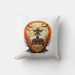 Cojín Decorativo Calabaza Espantosa Espantapájaros Casa Embrujada L