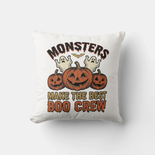 Cojín Decorativo Calabaza Fantasma de Halloween Grabado Antiguo Div