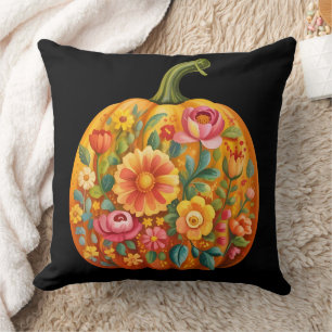 Cojín Decorativo Calabaza floral de arte folclórico - Simétrica