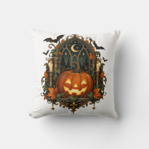 Cojín Decorativo Calabaza gótica vintage Halloween