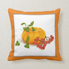 Cojín Decorativo Calabaza naranja, bayas, hojas caen Acción de Grac