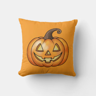 Cojín Decorativo Calabaza Naranja de Dibujos Animados Lindo Hallowe