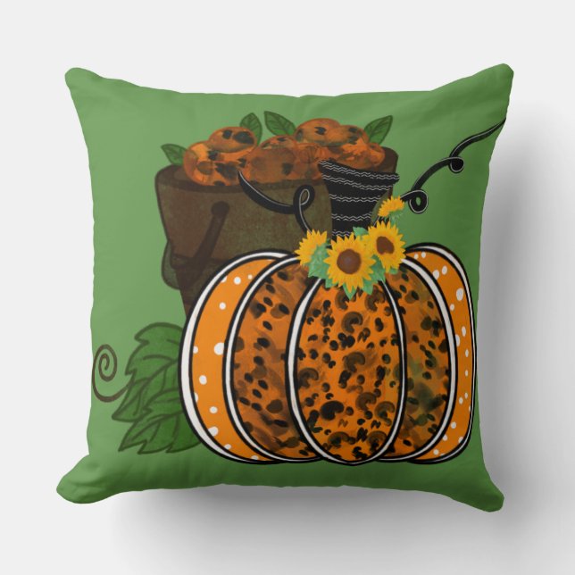 Cojín Decorativo Calabaza Naranja de manzanas (Anverso)