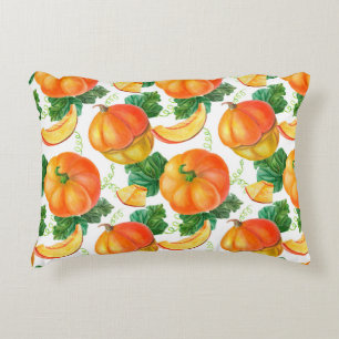 Cojín Decorativo Calabaza naranja sobre fondo blanco. Patata sin fo