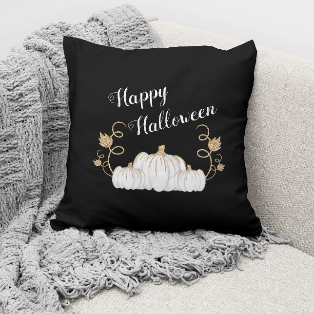 Cojín Decorativo Calabaza negra linda feliz Halloween (Subido por el creador)