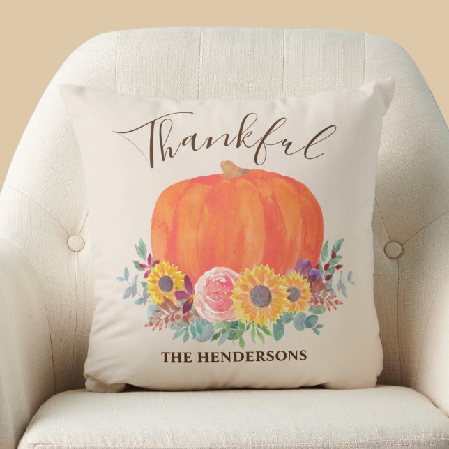 Cojín Decorativo Calabaza otoñal Gracias Personalizado (Subido por el creador)
