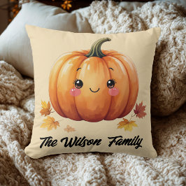 Cojín Decorativo calabaza otoño naranja acuarela