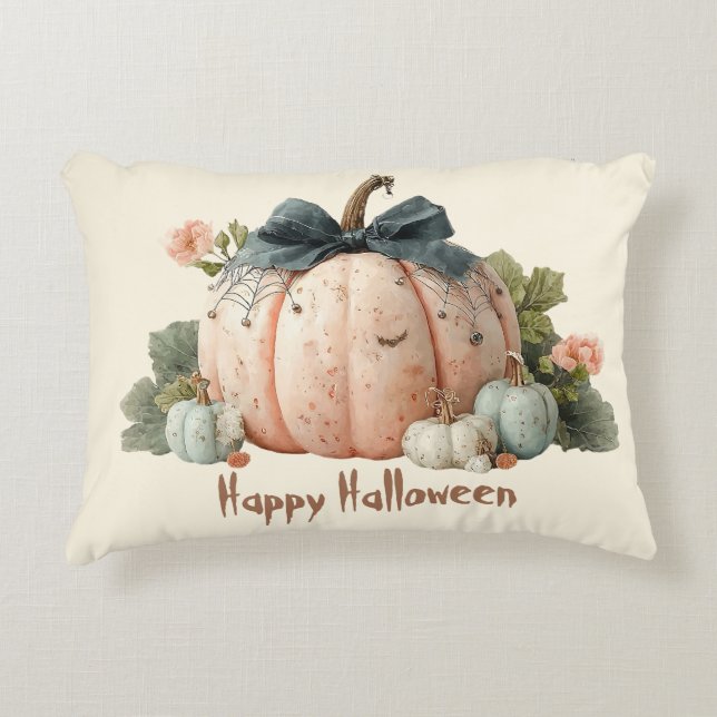 Cojín Decorativo Calabaza pastel feliz Halloween (Anverso)
