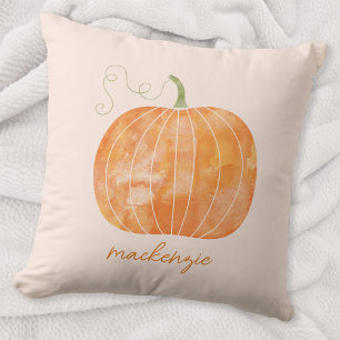 Cojín Decorativo Calabaza Personalizada de Acuarela Otoño