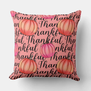 Cojín Decorativo Calabaza rosa de agradecimiento - otoño elegante y