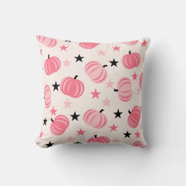 Cojín Decorativo Calabaza rosa y negra con estrellas Halloween y Ot