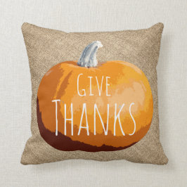 Cojín Decorativo Calabaza rústica de la acción de gracias del país