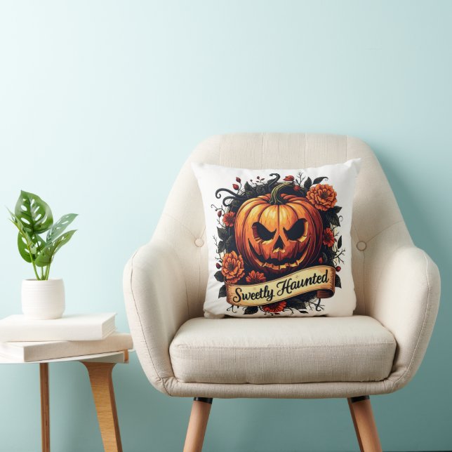 Cojín Decorativo Calabaza veneciana dulce | Halloween floral (Silla)
