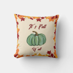 Cojín Decorativo Calabaza Verde - Decoración de Otoño Rústica de Gr