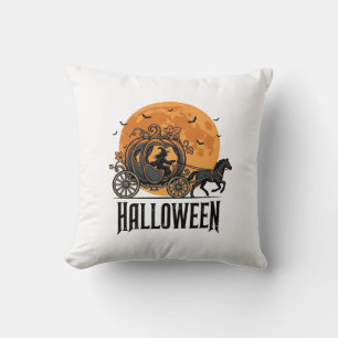 Cojín Decorativo Calabaza vintage de Halloween Carruaje Diseño de b