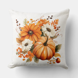 Cojín Decorativo Calabaza y flores Naranja otoño