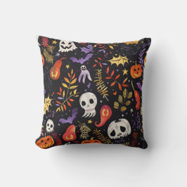 Cojín Decorativo Calabaza y patrón de cráneo