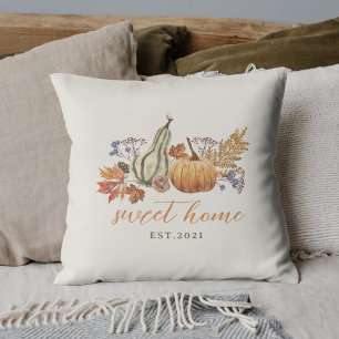 Cojín Decorativo Calabazas acuarelas festivas otoño otoño otoño cua