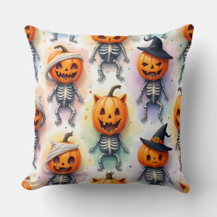 Cojín Decorativo Calabazas alegres, Halloween, de Natasha Us